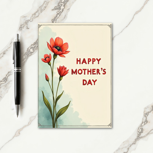 Teal Floral Blossoms Card