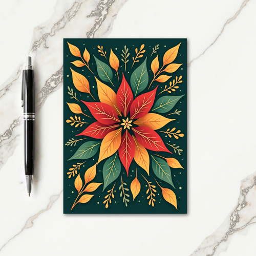 Teal Floral Christmas Card