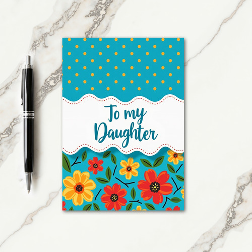 Teal Floral Daughter Card