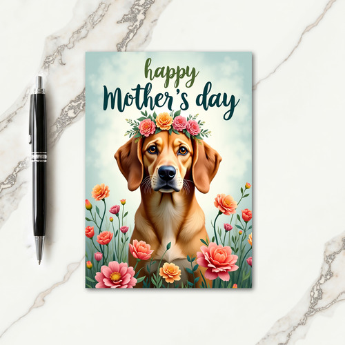 Teal Floral Dog Portrait Card