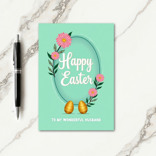 Teal Floral Easter Card