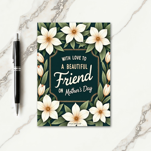 Teal Floral Friend Mothers Day Card