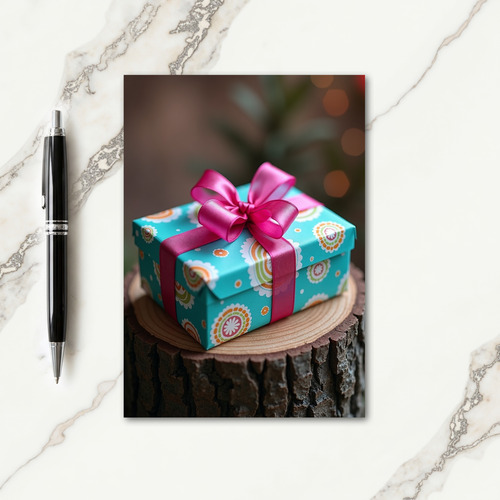 Teal Floral Gift Birthday Card