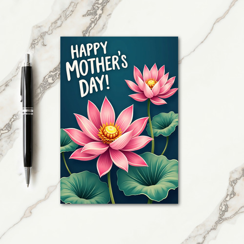 Teal Floral Happy Mothers Day Card