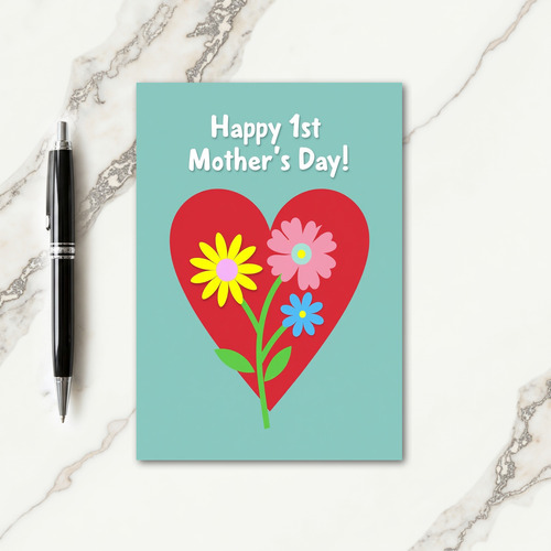 Teal Floral Heart Celebration Card