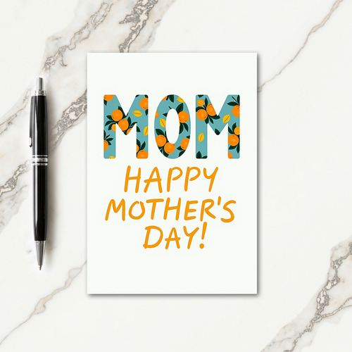 Teal Floral Mom Illustration Card