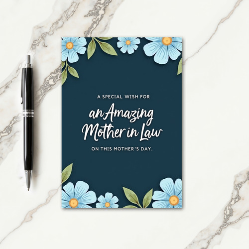 Teal Floral Mother In Law Card