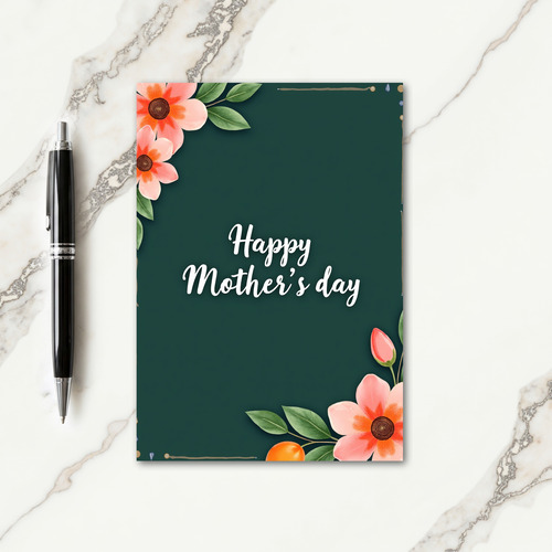 Teal Floral Mothers Day Card