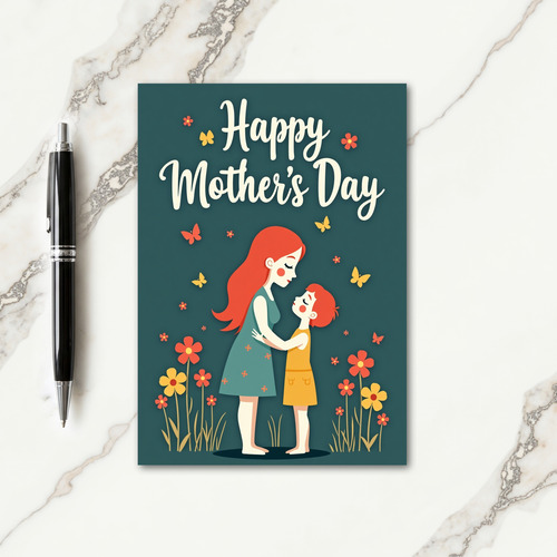 Teal Floral Mothers Day Embrace Card