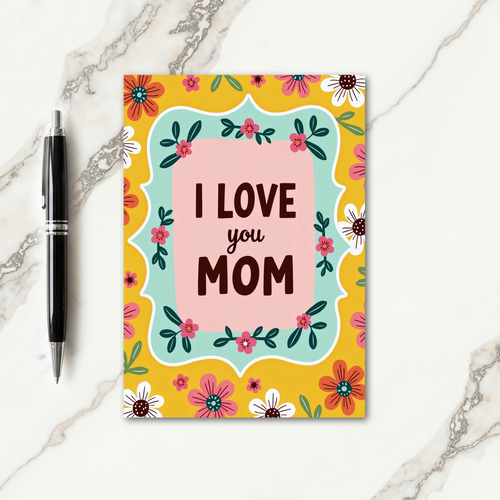 Teal Floral Mothers Love Card