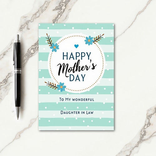 Teal Floral Mothers Message Card