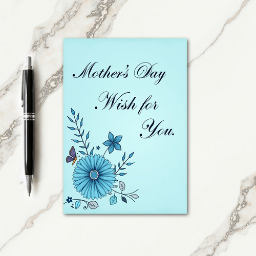 Teal Floral Note Card