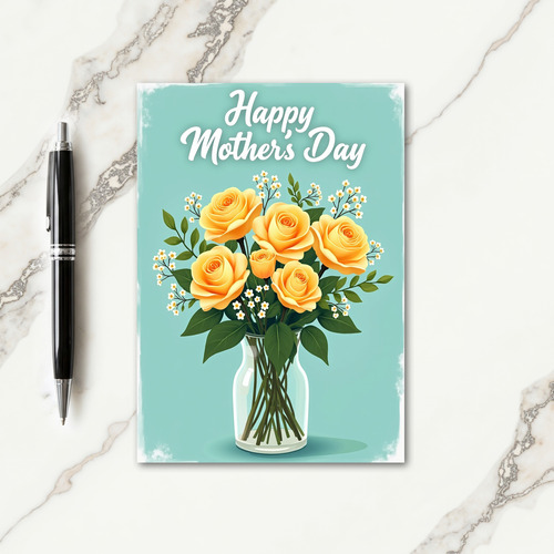 Teal Floral Roses Pattern Card