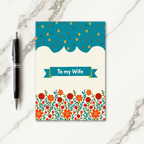 Teal Floral Wife Mothers Day Card