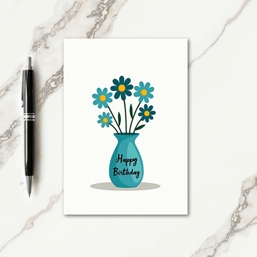 Teal Flower Birthday Card