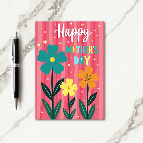 Teal Flower Mothers Day Card