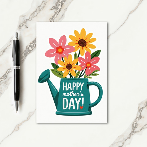Teal Flowers Mothers Day Card