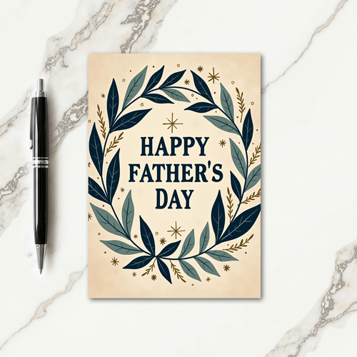 Teal Foliage Fathers Day Card