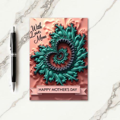 Teal Fractal Mothers Day Card