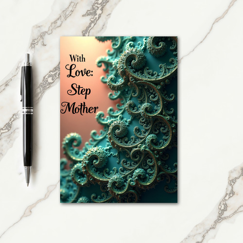 Teal Fractal Step Mothers Day Card