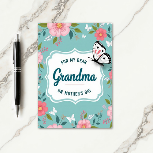 Teal Frame Grandma Mothers Day Card