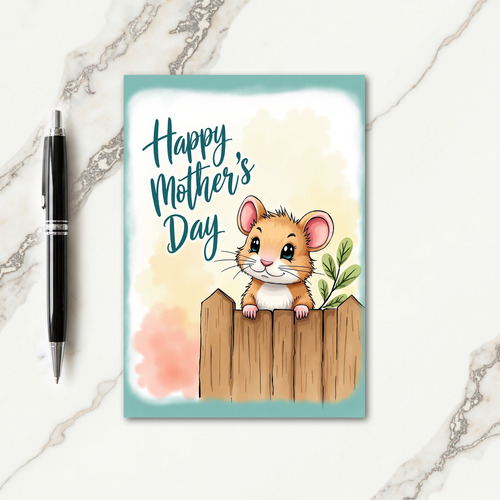 Teal Furry Friend Mothers Day Card