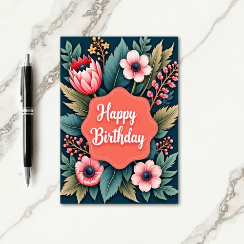 Teal Garden Birthday Card