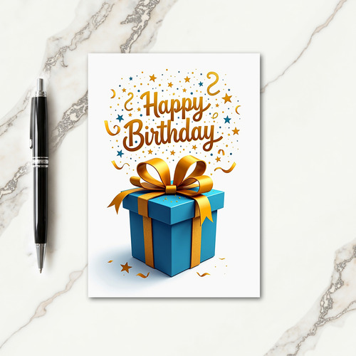 Teal Gift Happy Birthday Card
