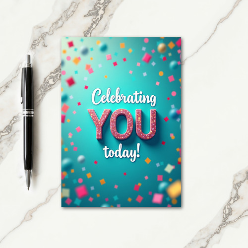 Teal Glitter Celebration Card