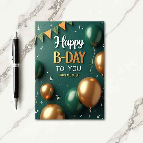 Teal Gold Birthday Card