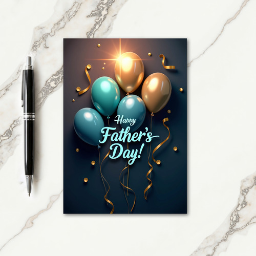Teal Gold Fathers Day Message Card