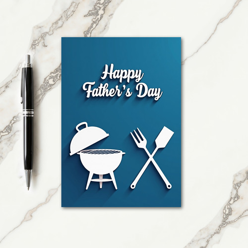 Teal Grilling Fathers Day Card