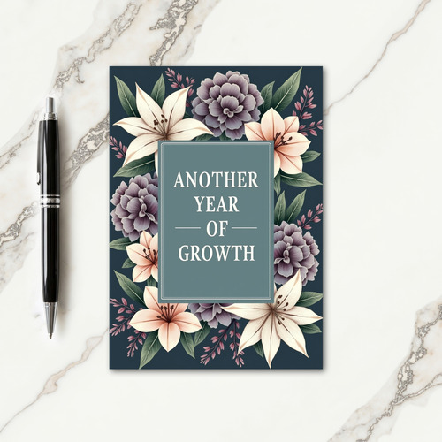 Teal Growth Birthday Card