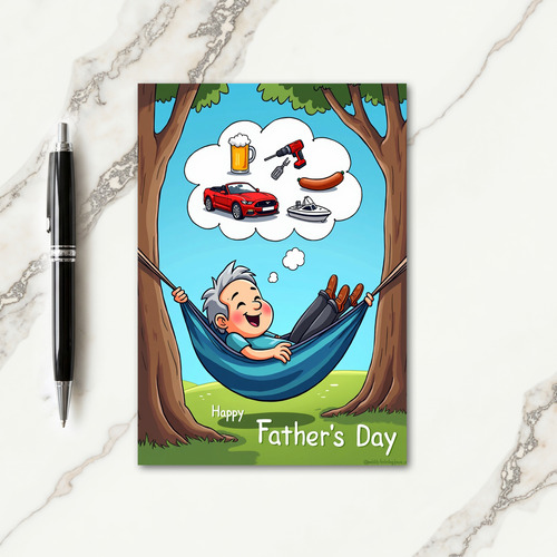 Teal Hammock Fathers Day Card