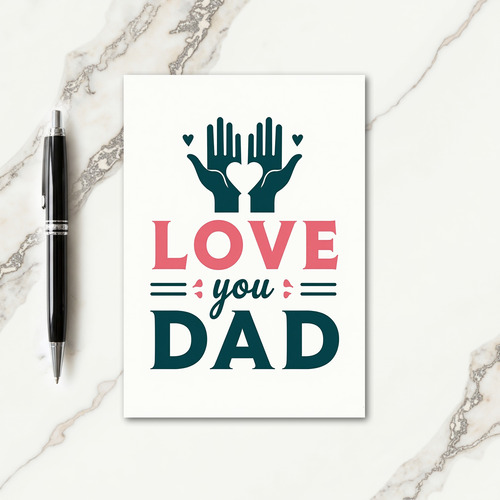Teal Hands Fathers Day Card