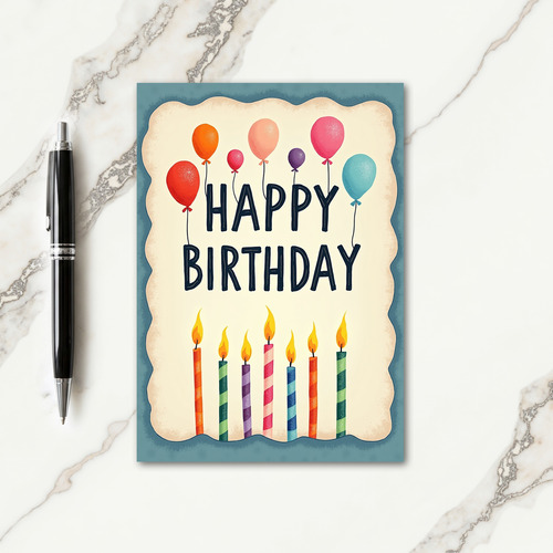 Teal Happy Birthday Art Card