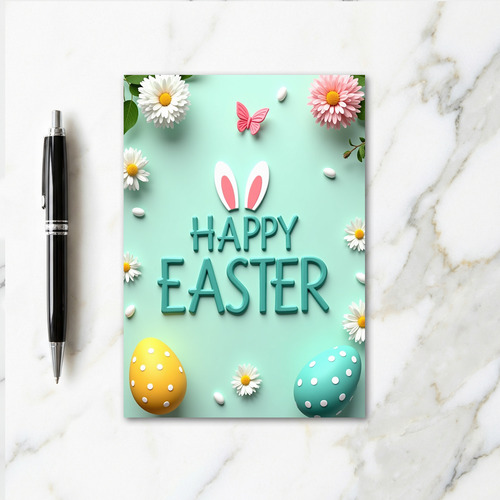 Teal Happy Easter Design Card
