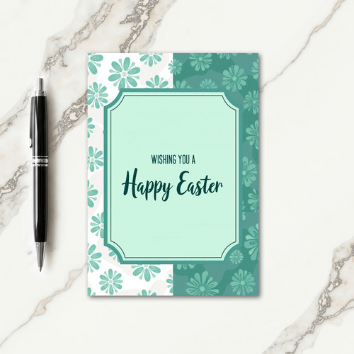 Teal Happy Easter Faux Foil Card