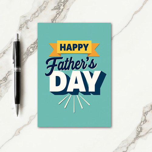 Teal Happy Fathers Day Art Card