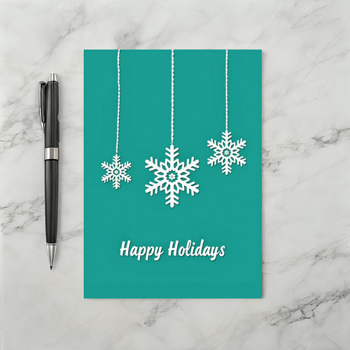 Teal Happy Holidays Snowflake Card
