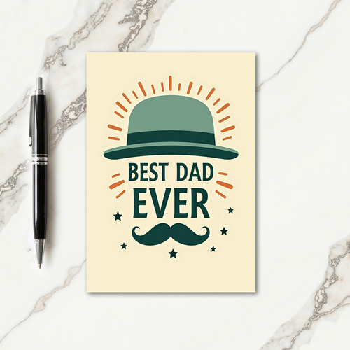 Teal Hat Best Dad Ever Card