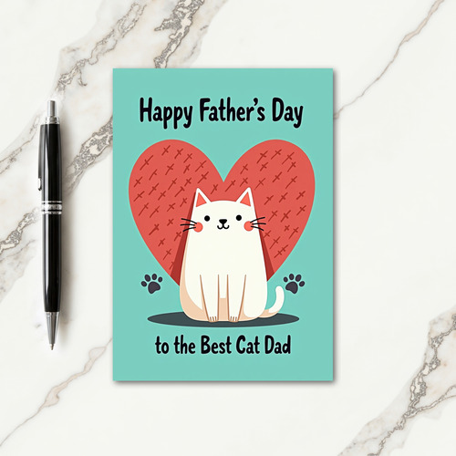 Teal Heart Best Cat Dad Card