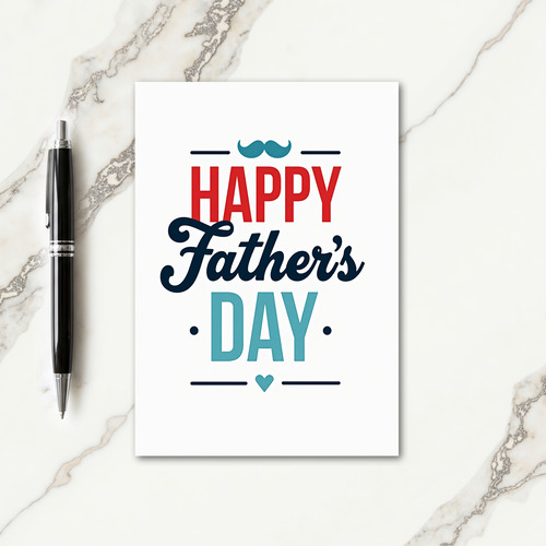 Teal Heart Fathers Day Message Card