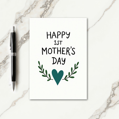 Teal Heart First Mothers Day Card