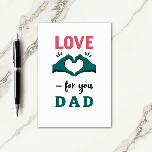 Teal Heart For Fathers Day Card