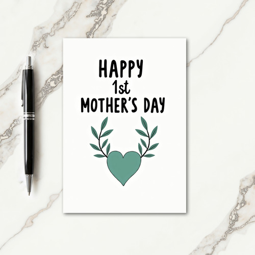 Teal Heart Mothers Day Art Card