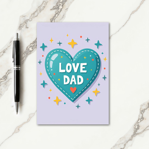 Teal Heart Sweet Fathers Day Card