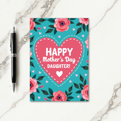Teal Heartfelt Mothers Card