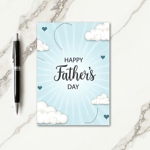 Teal Hearts Fathers Day Card