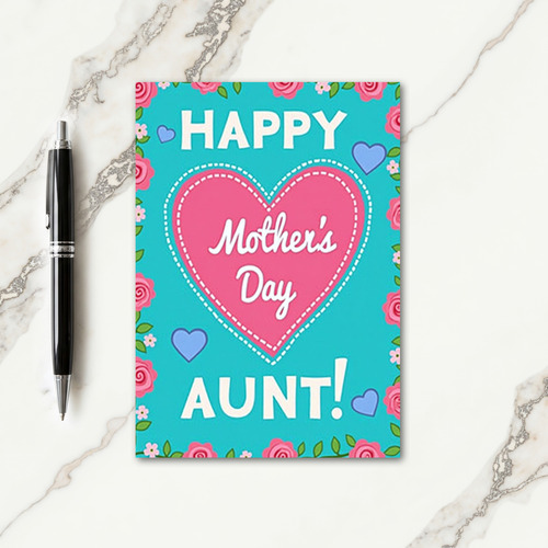 Teal Hearts Mothers Day Graphic Card